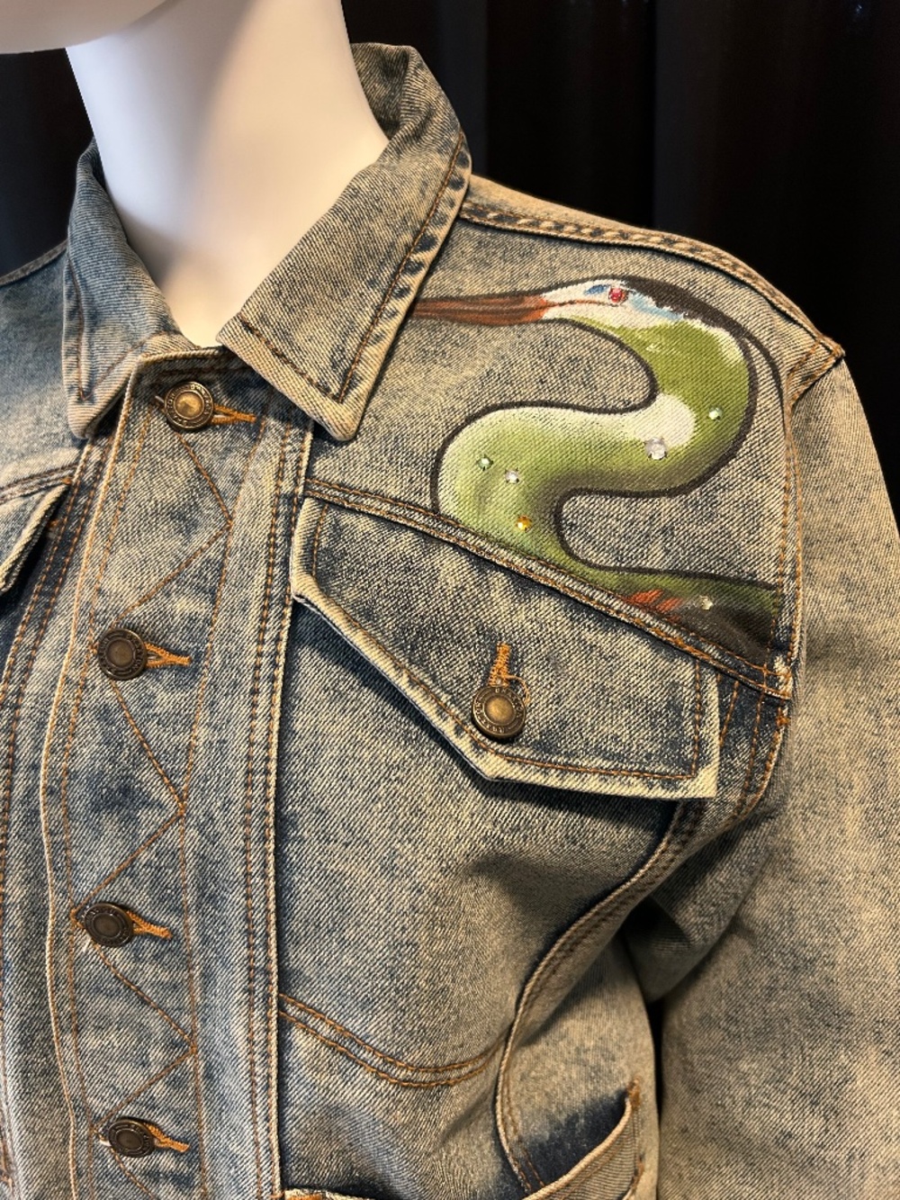 Custom painted denim jacket.
